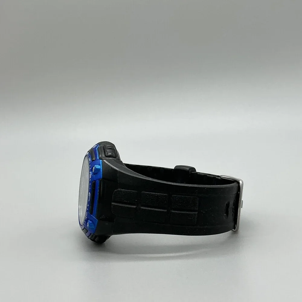 Armitron Pro Sport Mens Watch 45mm Digital Black Blue 165FT WR Day Date Chrono